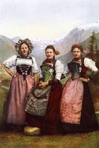 19世紀後半の3人のスイスの少女 作： Swiss Photographer